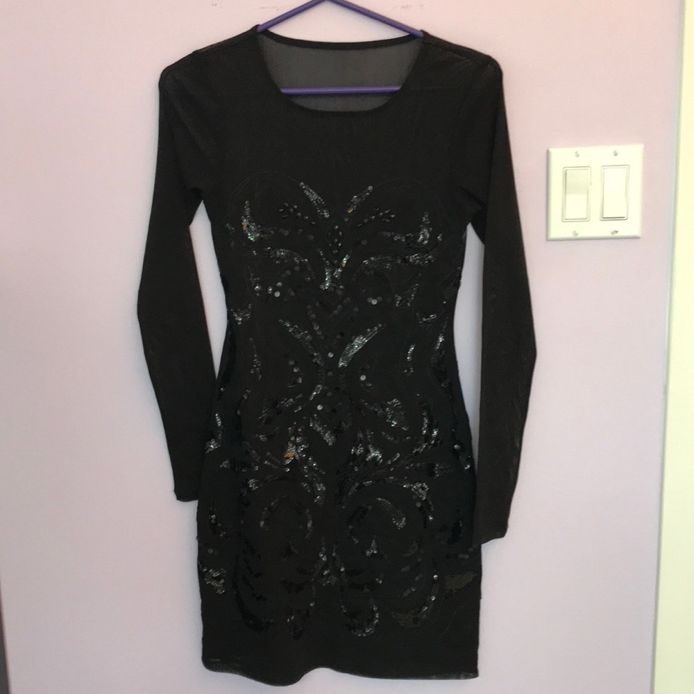 Mesh Bodycon With Sequined Detail